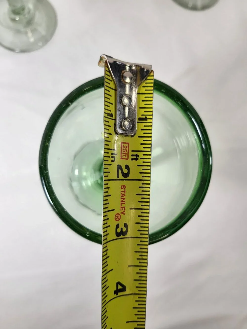 Vintage Hand‎ Blown Green Glass Goblets, Set of 3 Bubble Glass Wine Glasses